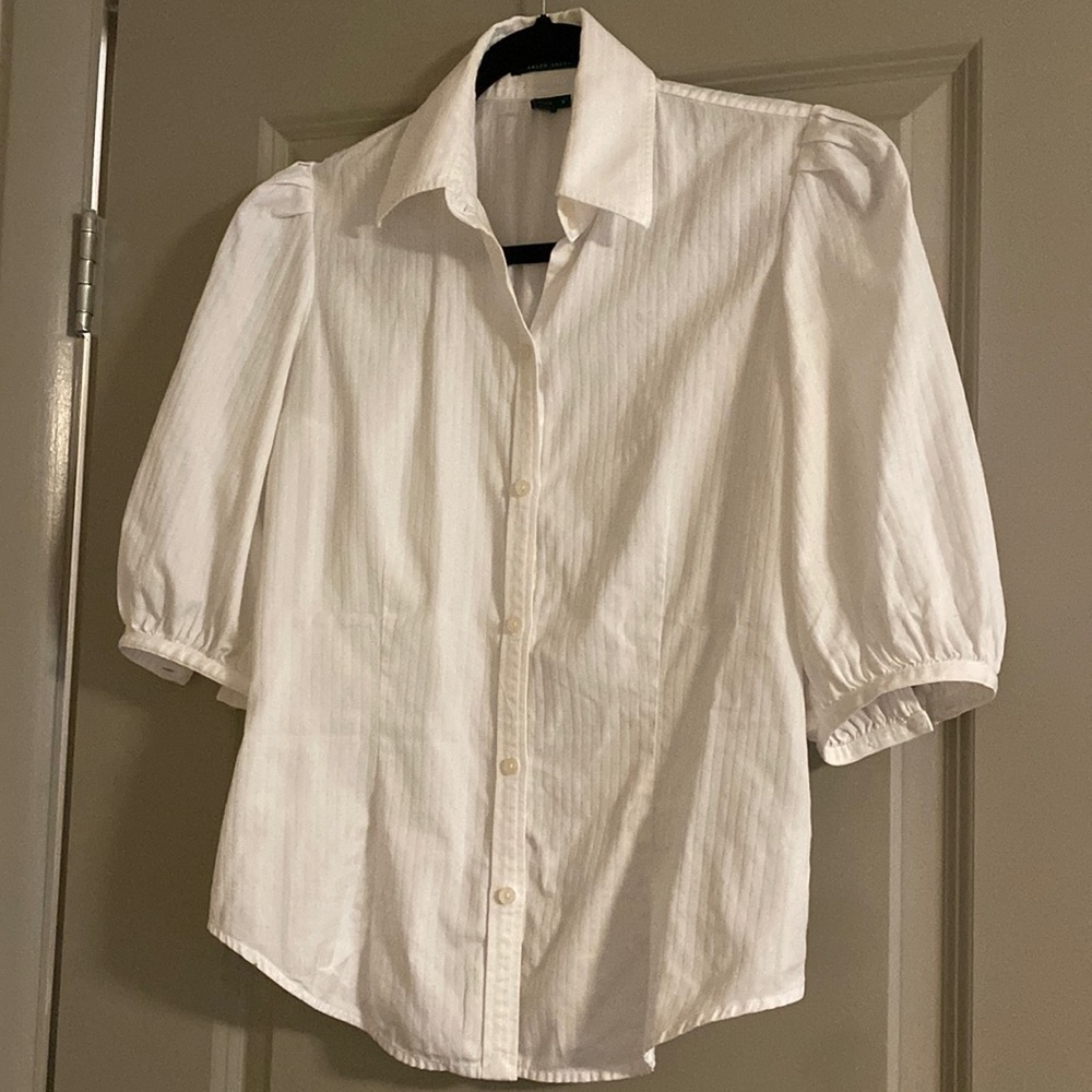 Ralph Lauren white puff sleeve button up